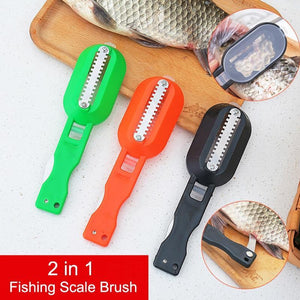 2 in 1 Plastic Fishing Scale Brush Built-in Fish cutter - Etrendpro